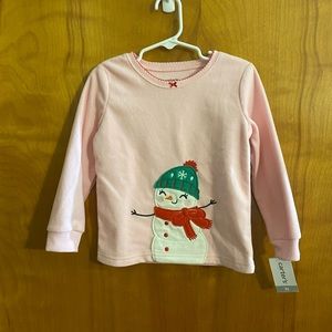 🛒Markdown Cater’s 3T Pink Snowman Sweatshirt Flame Resist Christmas Winter Girl